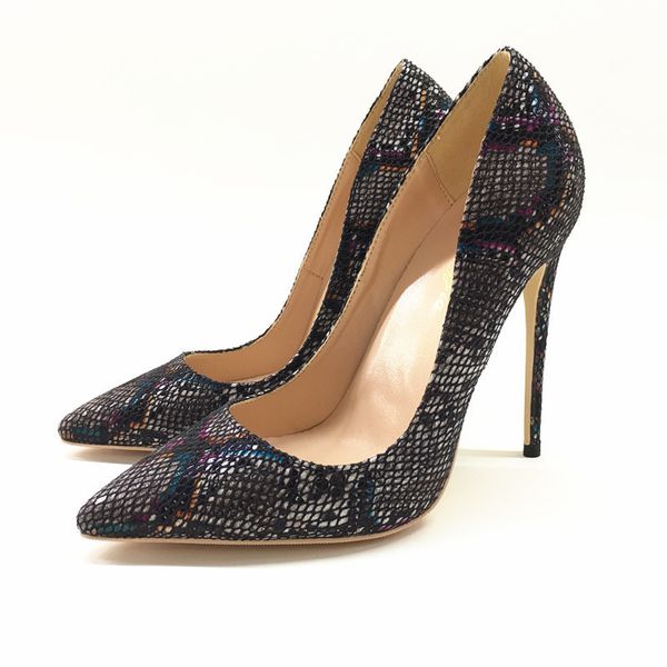 

dress shoes keshangjia brand fashion pointed high-heeled exquisite snake print elegant single 12 heel ladies party j4sg, Black
