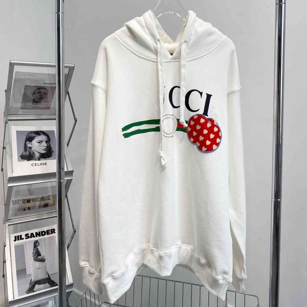 

design clothing correct + 21ss early autumn new love apple terry round neck sweater couple men's and women's, Black