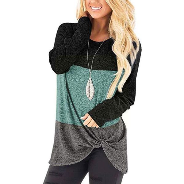 

ethnic clothing twist knot women t-shirt long sleeve casual multi-color neck tunic o leisure streetwear pullover wear daily blouse loose to, Red