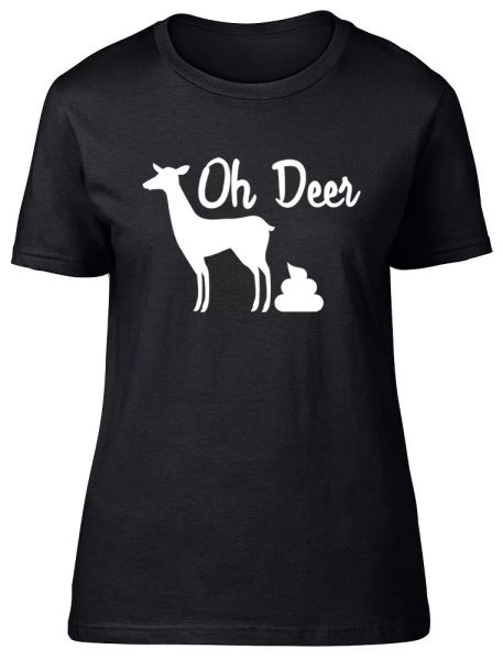 

oh deer funny womens ladies fitted t-shirt, White;black