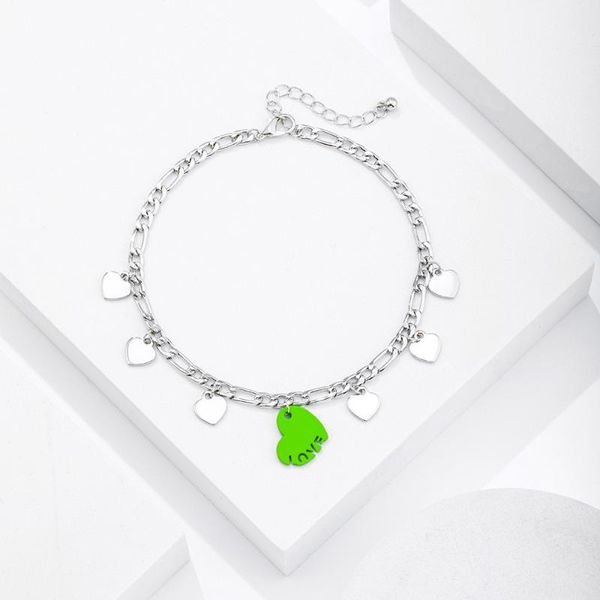 

anklets lost lady heart shaped & love lettter anklet for women summer candy color charms barefoot chain wholesale beach foot jewelry ins, Red;blue