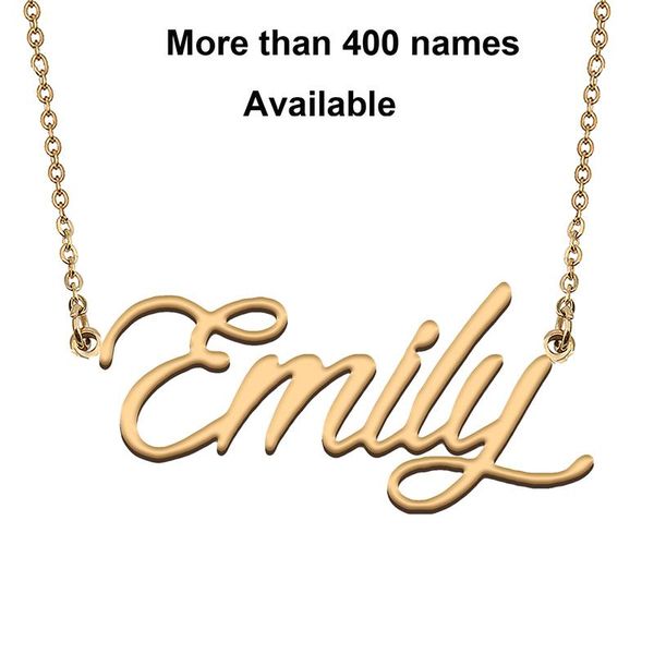 

chains cursive initial letters name necklace for emily birthday party christmas year graduation wedding valentine day gift, Silver