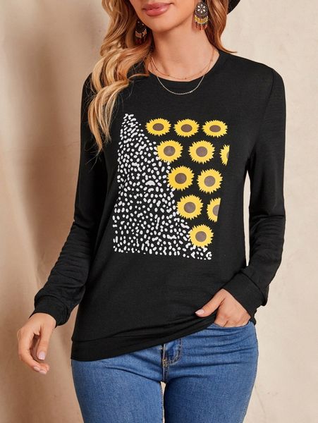

emery rose floral and dalmatian print sweatshirt e672#, White;black
