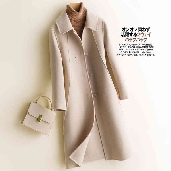 

women's wool & blends women overcoat the fashion ladies 100% merino sleeve autumn winter thick warm cardigan long jacket coats 31x2, Black