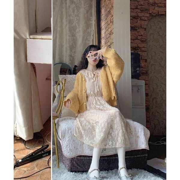

super immortal loose korean sweater coat + dress two piece suit women's t-shirt, White