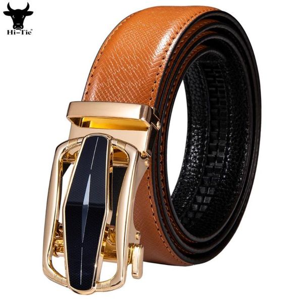 

belts mens gold black automatic buckles orange genuine leather men belt for dress jeans cowboy wedding party gift, Black;brown