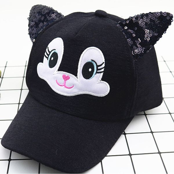 

cross mirror children's hat cute baby cartoon cat ear cap spring and summer sun protection baseball, Blue;gray