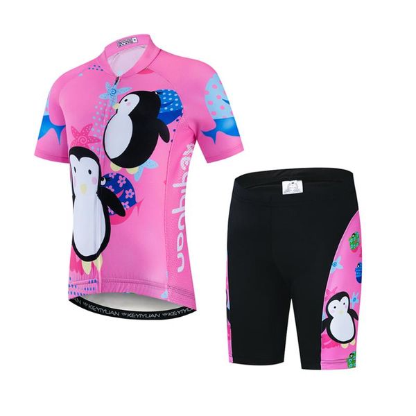 

racing sets 2021 keyiyuan boy girl cycling jersey suit child summer bicycle sports wear kids mountain bike whole set clothing, Black;blue