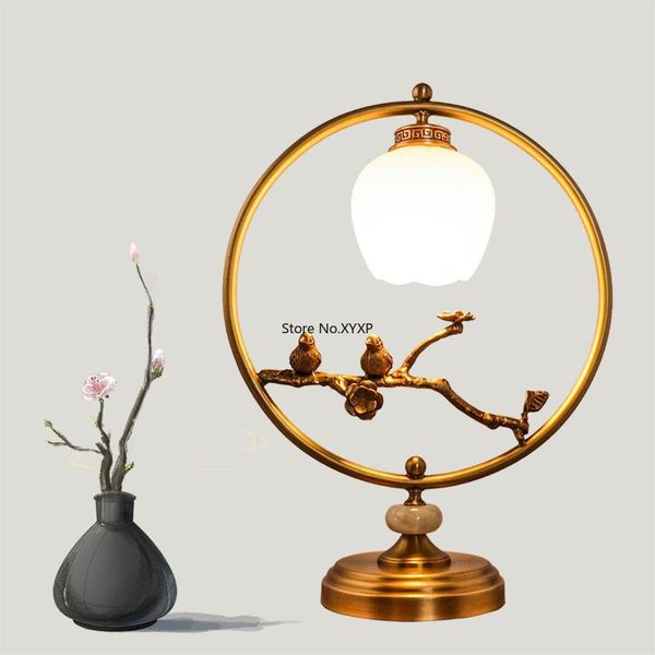 

chinese style copper table lamp, bedroom study bedside decoration lighting, el guest room led creative lighting lamps