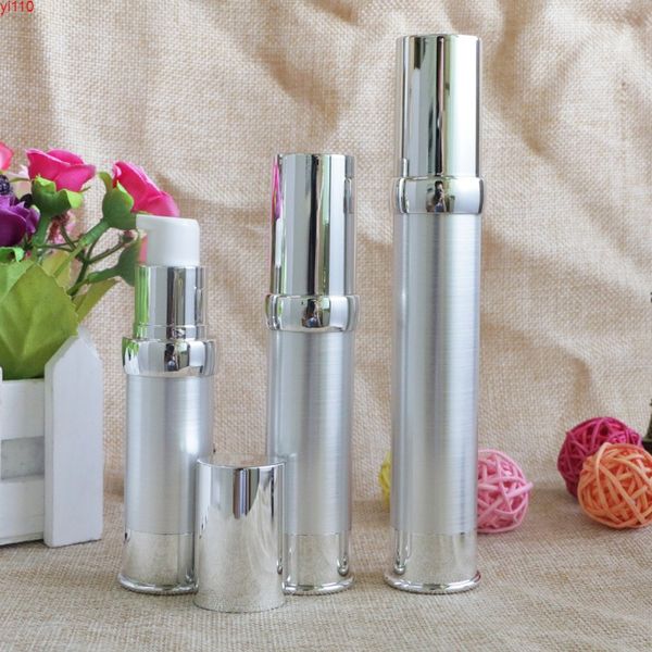 Silberne tragbare Mini-Vakuum-Airless-Reiseflaschen 15 ml, 20 ml, 30 ml, flüssiges Make-up, leere Verpackungsbehälter, 100 Stück
