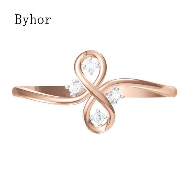 

byhor solid 14k white+rose gold 0.032ct h/si natural diamonds ring women fine jewelry trendy engagement wedding band cluster rings, Golden;silver
