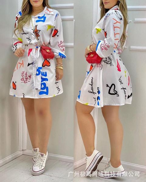 

casual dresses letter print mini dress women waistband puff sleeves, Black;gray