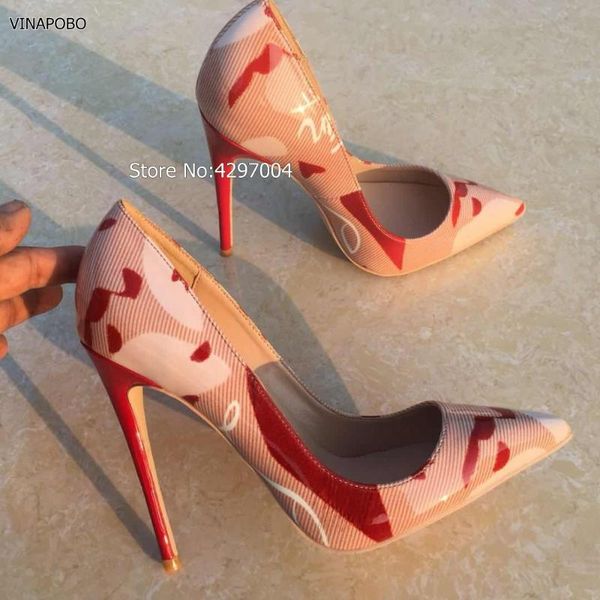 

dress shoes vinapobo artistic graffiti printed women pumps stiletto high heels summer wedding party woman customized accept, Black