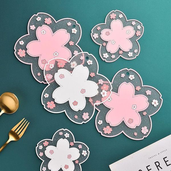 

mats & pads sakura cute cherry blossoms insulation mat heat table cup non-slip household tea tableware