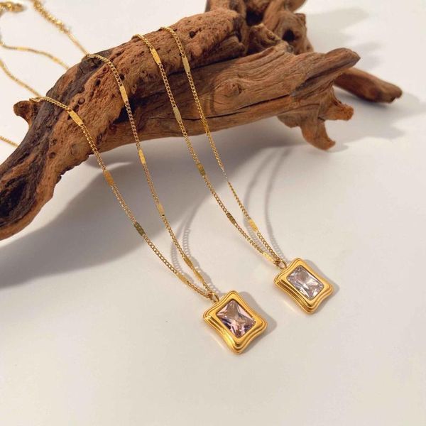 

pendant necklaces rock sugar cube gem necklace hip hop street fashion women multicolor zircon trendy men's jewelry gift, Silver
