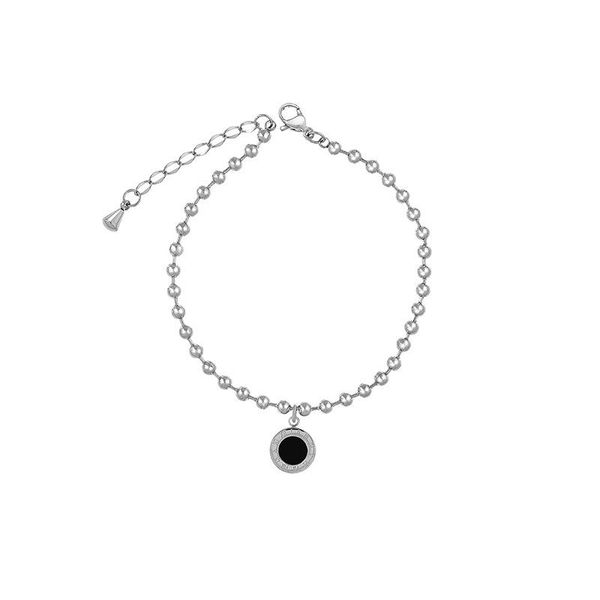 

charm bracelets women beads bracelet single-sided roman number pendant rose gold titanium steel female jewelry gift, Golden;silver