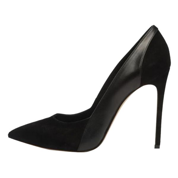 Handgefertigte schlichte Damen-Stiletto-High-Heel-Pumps aus Kunstleder, Slip-On-Stil, für Abend, Büro, Party, Abschlussball, modische schwarze Pumps H0771-1