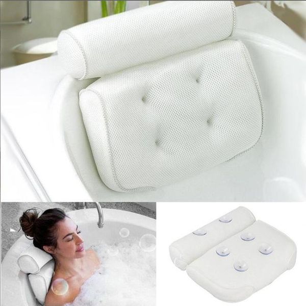 Autres fournitures de toilette pour le bain Oreiller de baignoire SPA avec ventouse 3D Mesh Neck Back Support Épaissie Ménage Accessoires de salle de bain