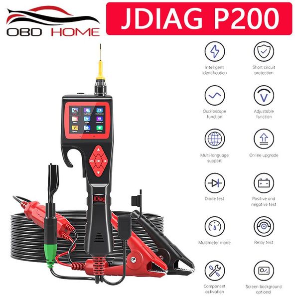 

jdiag p200 smart hook powerful circuit tester for electrical system 9v-30v relay/diode/oscilloscope test online update diagnostic tools