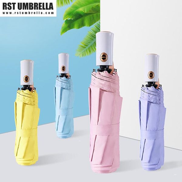 

umbrellas fully automatic three-fold sunscreen umbrella, hand-opened mini five-fold pocket fresh umbrella