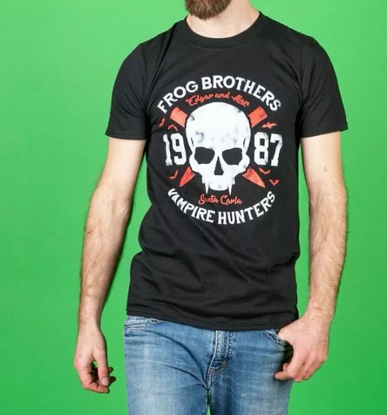 

men's frog brothers vampire hunters lost boys inspired black t-shirt, White;black