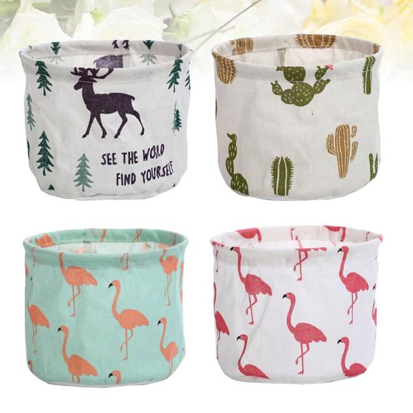 

dog car seat covers 4pcs cotton and linen storage container waterproof small basket sundries organizer bread baskets (random color)