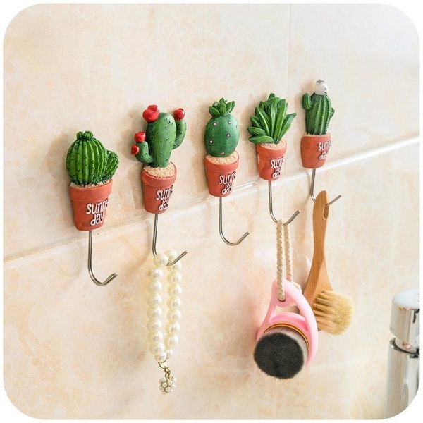 

hooks & rails 1pcs succulent small potted stainless steel multifunctional plant style wall hook key hanger bar home office decoration
