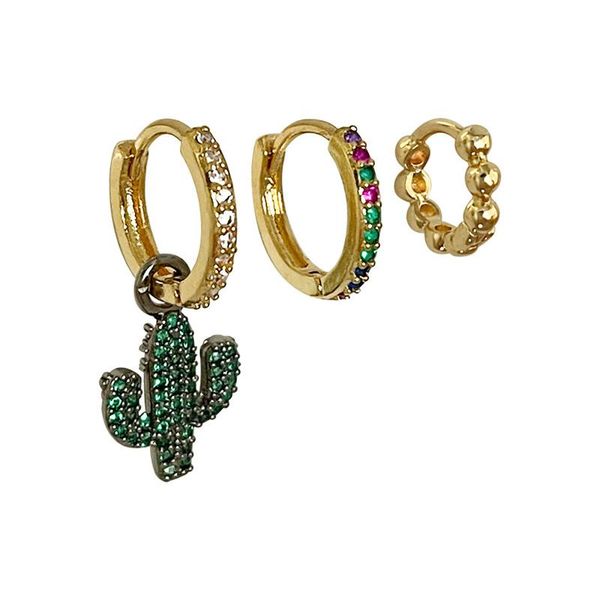 

hoop & huggie cross long zircon temperament earrings coloured rhinestone earring suit for women, Golden;silver
