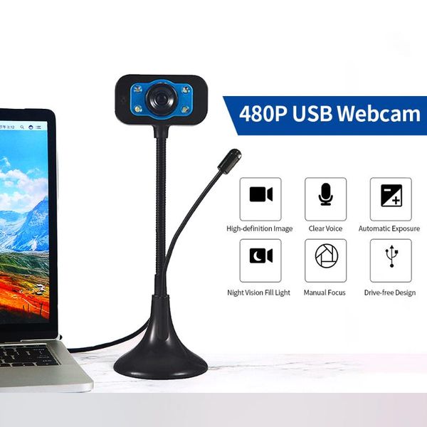 

webcams 480p usb webcam drive-web camera with external microphone fill light lamp cameras for mac skype youtube android tv