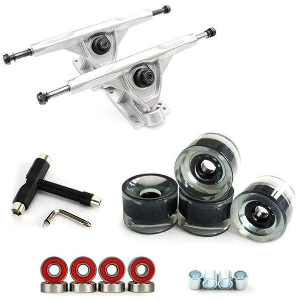 

-7inch longboard truck wheels set 4pcs pu 8pcs bearing t skateboard tool wheel combo skateboarding
