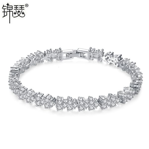 

bangles bracelet jinse luowan fangfei copper inlaid 3a zircon small petal simple female gift, Black