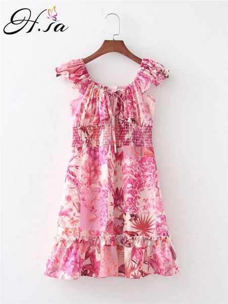 

hsa summer floral dress sexyoff shouderl beach style loose pink holiday vestidos bow tie cascading mini dress robe boho 210716, Black;gray