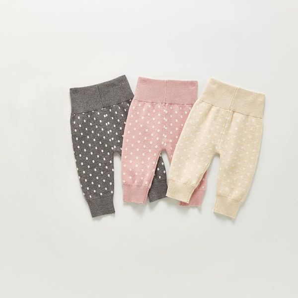 

trousers 2021 autumn dot print baby pants for girls knit leggings high waist kids cotton sweater infant, Blue