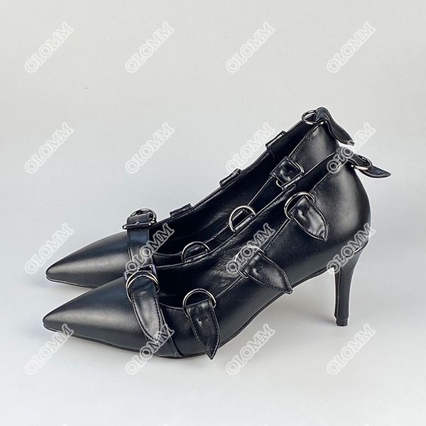 

sandals olomm artisanal spring bombs buckle 7.5 in thin heels pumps pointed finger of elegant black foot women's club shoes and size 5-