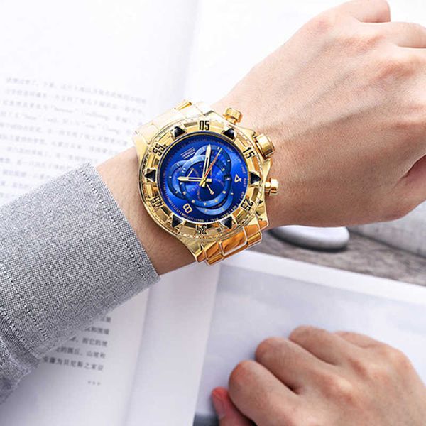 Homens relógios Top Marca Luxo Quartzo Gold Watch Homens Big Dial Prova Água Dourado Negócios de Negócios Relógios 2020 Relogio Masculino X0625
