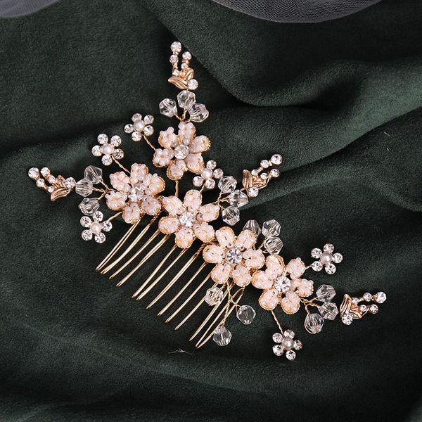 

hair clips & barrettes rose gold tiaras combs for wedding accessories pearls crystal handmade women bridal headpiece gifts, Golden;silver