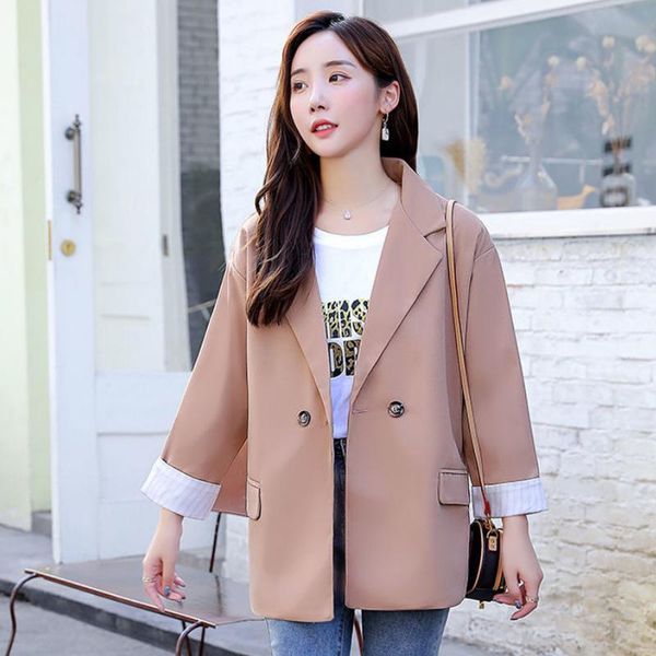 

women's suits & blazers zoki autumn white women loose double breasted tailored coat lady suit jackets office female overwear fashion 20, White;black