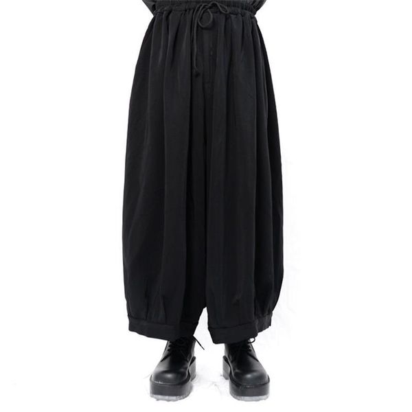 

men's pants style yamamoto casual pants, wide leg skirt bulky and super loose dark necked, Black