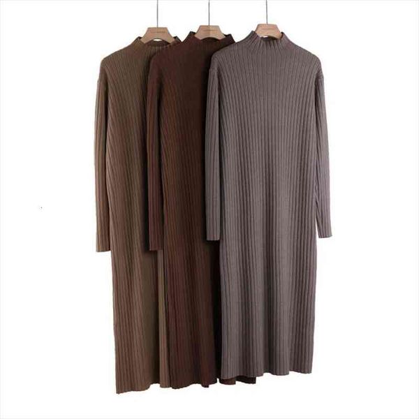 

turtleneck cowlneck long knit straight womens dresses autumn winter thick warm midi ribbed knitted ladies s, Black;gray