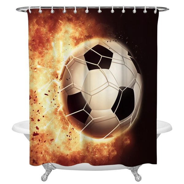 

shower curtains flame football shooting sport athletics curtain waterproof polyester fabric home decor with hook