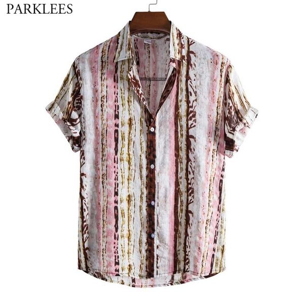 

stylish striped hawaiian shirt for men funky casual button down short sleeve shirt mens tropical aloha beach clothing -3xl 210522, White;black