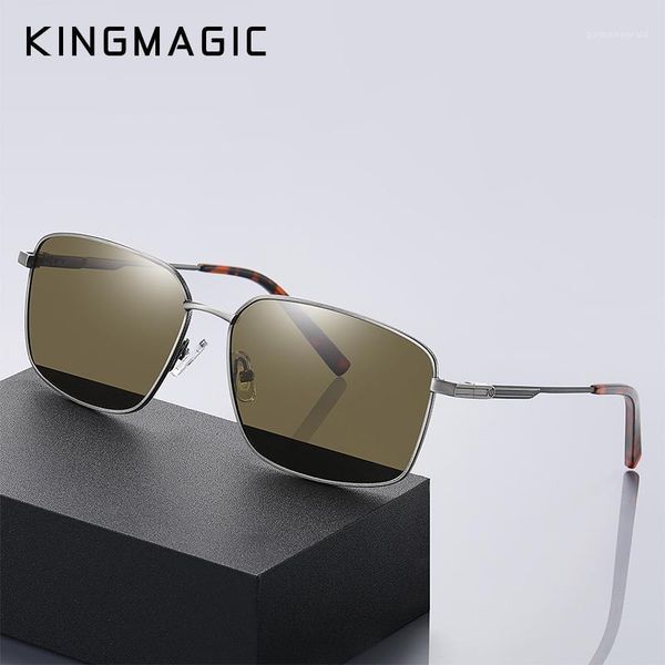 

sunglasses kingmagic retro mens polarized men rectangle sun glasses metal frame uv400, White;black