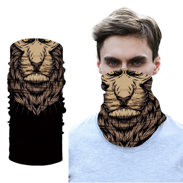 

cycling caps & masks 3d seamless bandanas lion neck shield buffs motorcycle moto face mask men women headband hiking fishing magic scarf, Black