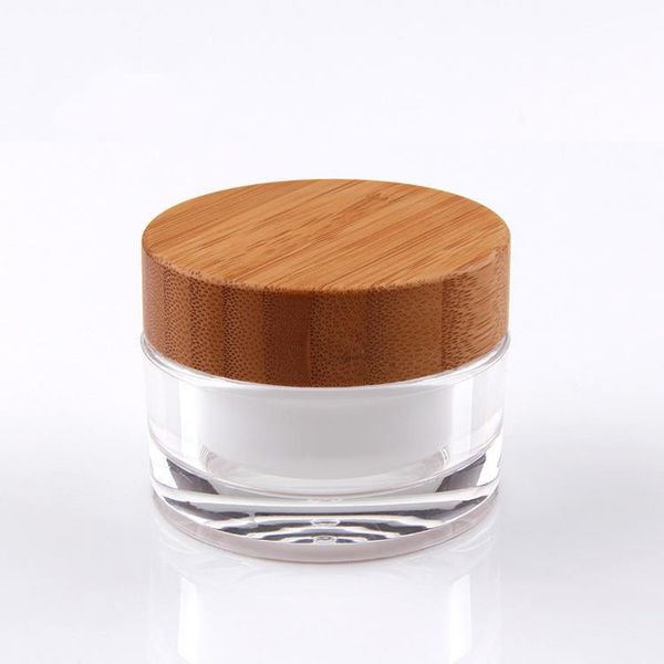 

storage bottles & jars eco bamboo jar container 15g/30g/50g plastic acrylic cream wooden lids cosmetic packaging skin care oil 15ml