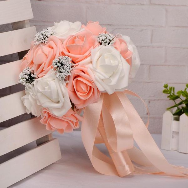 

wedding flowers hand holding flower ball bridal bouquet simulation red
