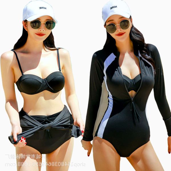 

the bikini korean women's slim one piece bikini swimsuits, White;black