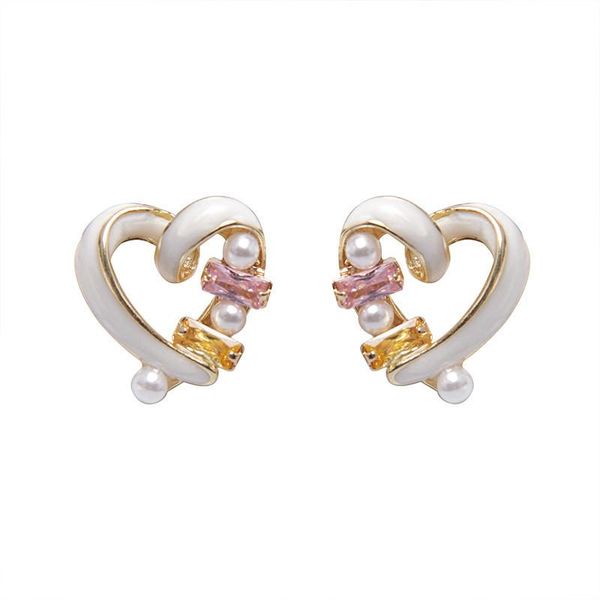 

sweety heart design stud earrings unique women 2021 fashion for female girls jewelry gift lovely ear studs, Golden;silver