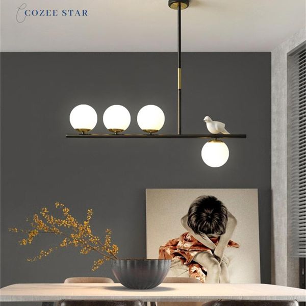 

chandeliers modern led lighting nordic glass iron resin ball pendant hanging lamps bedroom living room lights fixture