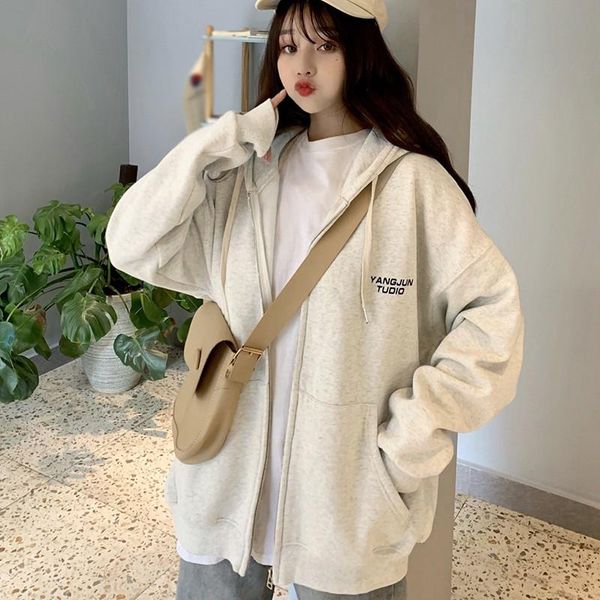 

spring autumn loose coat women casual letter hooded jacket korean fashion jackets women's, Black;brown