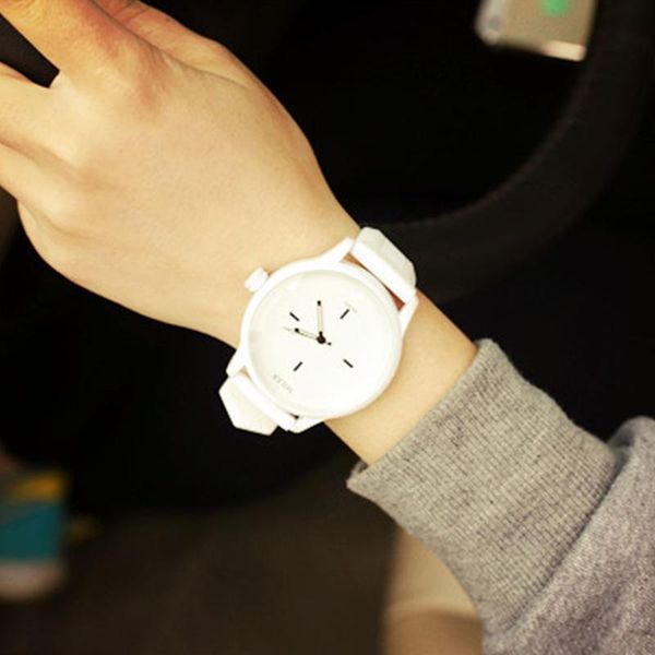 

wristwatches fashion brand soft silicone strap jelly quartz watch for women ladies lovers black white rose band, Slivery;brown